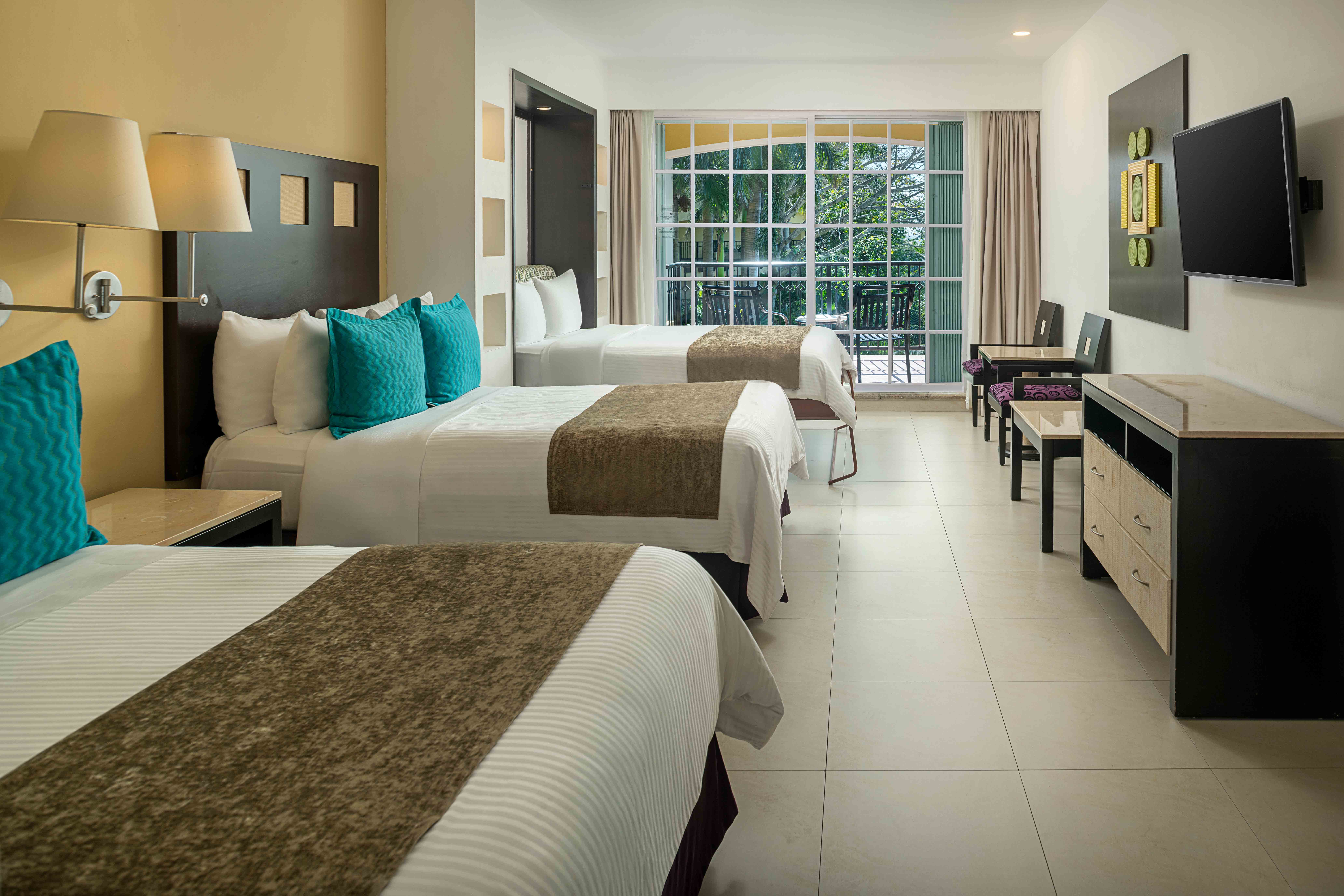 Family room with three beds